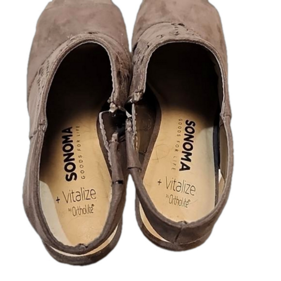 Sonoma vitalize by ortholite brown peep toe sandals size 7 zip up side aussie - Picture 3 of 10